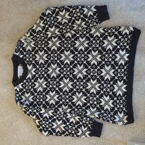 Lands' End Snowflake Black & White Sweater Sz. XS